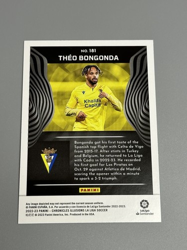 Theo Bongonda 2022-23 Panini Chronicles Illusions Silver Rookie #181 Cadiz - Picture 2 of 2