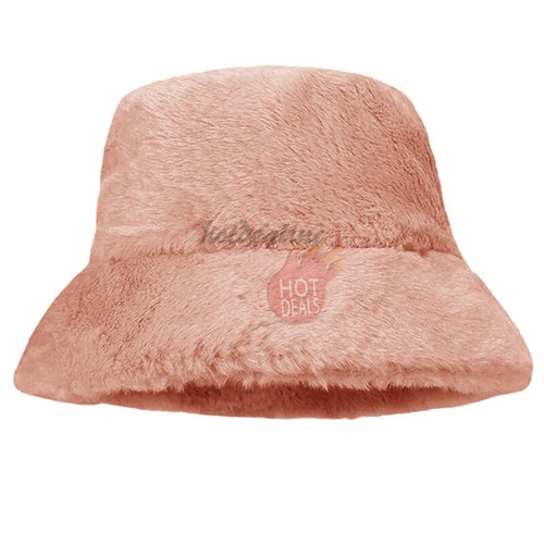Women Winter Plush Bucket Hat Warm Solid Color Faux Fur Fisherman Cap - Picture 14 of 30