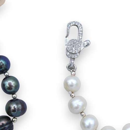 Collana di Perle Scaramazze Bianche, Rosa e Grigie, L 58 + 28 cm ca. Lunghezza r - Foto 4 di 9