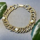 Vintage Pearl Bracelet Estate Jewelry Pre-owned Textured Cuban Link Chain 7"