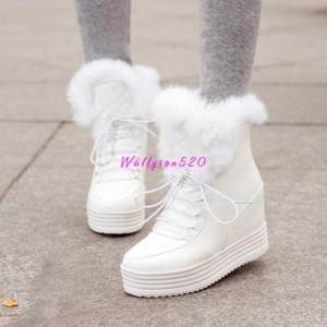 Hot Women Lace Up Fur Winter Platform Hidden Wedge Warm Snow Shoes Ankle Boots Hot Women Lace Up Fur Winter Platform Hidden Wedge Warm Snow Shoes Ankle Boots