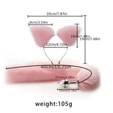 1set(2pcs) Faux Fur  Animal Cat Ears Headband Fox Tail Metal Set Cosplay Costume