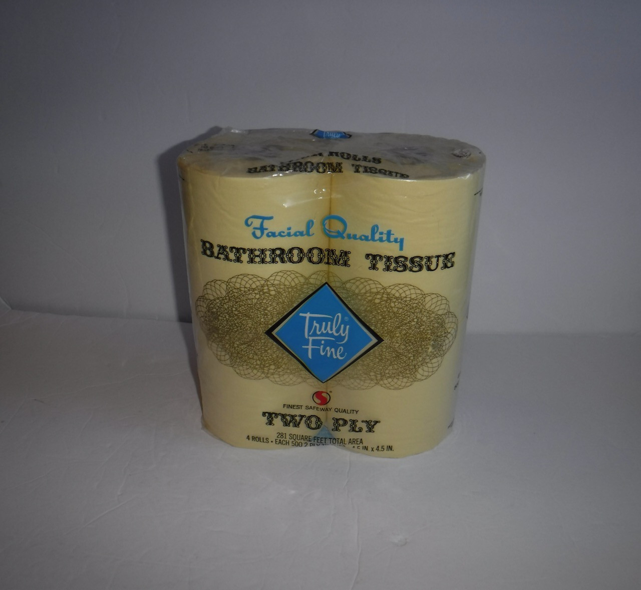 Vtg Package Pastel Yellow Bathroom Tissue Safeway 4 Rolls Toilet Paper