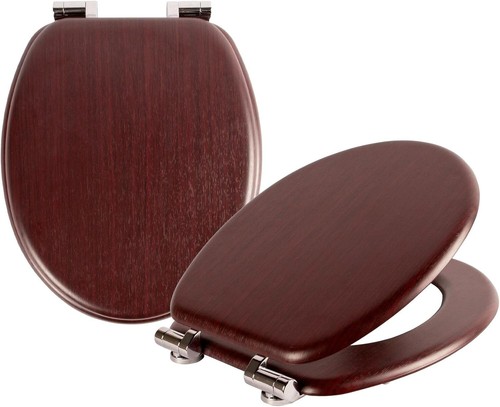 BRAND NEW QUALITY WOODEN TOILET SEAT MAHOGANY - Picture 2 of 3