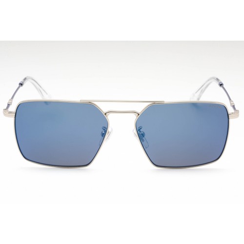 Police Metal Frame SPLL07 579B Shiny Silv/Bl Mirror Rectangle Men's Sunglasses - Picture 2 of 4