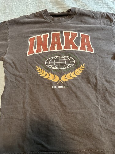 Inaka Power Champion Vintage T-Shirt Men's L Grey Short Sleeve Crewneck