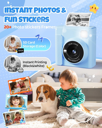 Kids Instant Print Camera, Christmas Birthday Gifts for Girls and Boys, 1080P HD - Picture 3 of 7