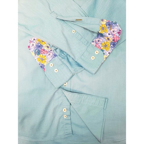 Alan Flusser Mens XL Blue Long Sleeve Button Up Dress Shirt - Picture 5 of 8