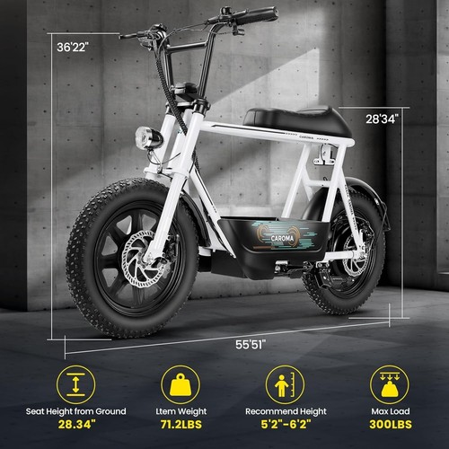 Peak 1200W Electric Scooter w/ Seat,16" Fat Tire Electric Motorcycle Commuting - Picture 120 of 133