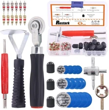 70Pcs Tire Repair Kit - Patch, Scraper, Valve Stem Removal Tools, Cores, Caps & 
