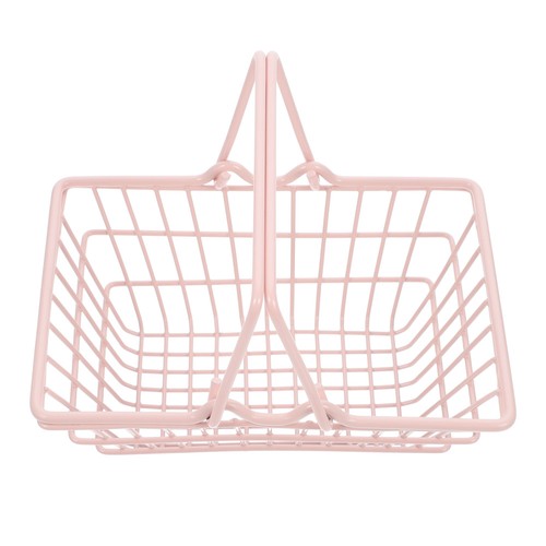 Cesta de compras rosa contenedores para bebés para organizar papelera rústica - Imagen 12 de 12