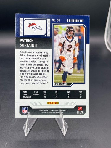 2023 Panini Contenders PATRICK SURTAIN II Season Ticket MVP #31 BRONCOS - Picture 2 of 5