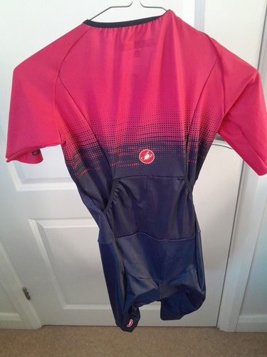 Castelli Womens Core Tri Triathlon Suit Short Sleeve Small Pink/Navy - Picture 3 of 3