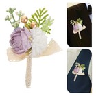  4 Pcs Men Boutonniere for Wedding Groom Floral Bridegroom Brooches