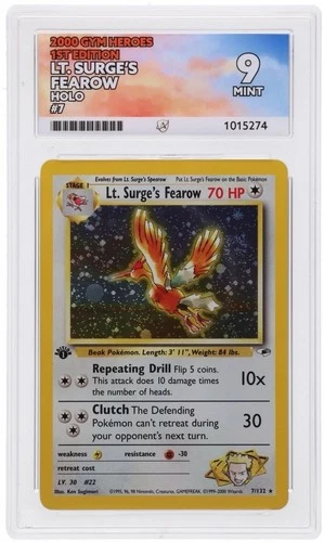 Pokémon TCG Lt. Surge's Fearow Gym Heroes 7/132 Holo 1st Edition Holo Rare Ace 9