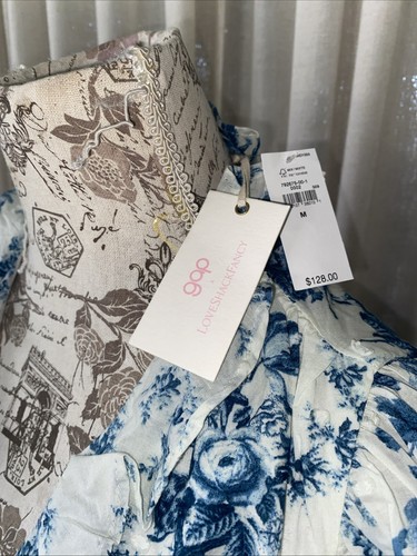 Gap x Love Shack Fancy Blue Floral Mini Dress Women’s SIZE Medium Pockets NWT - Picture 3 of 12