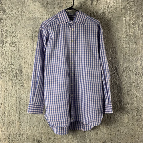 Camicia Burberry London 16 41 blu rosa check manica lunga con bottoni uomo