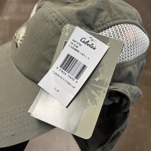 Vintage Cabelas Hat Cap Men's Big Brim Fishing  Sun Cutter Neck Flap Green Cap - Picture 3 of 19