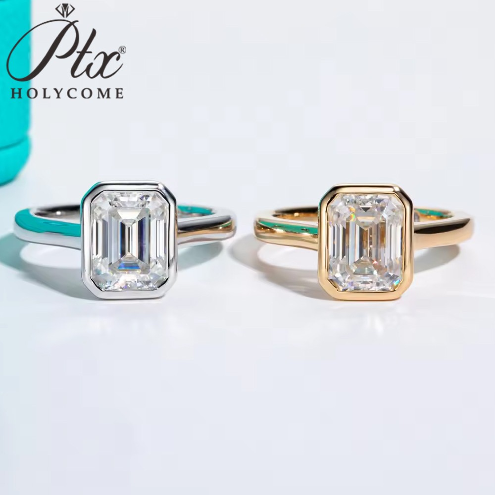1-3CT Emerald Cut Moissanite Ring 925 Sterling Silver Engagement Solitaire Rings