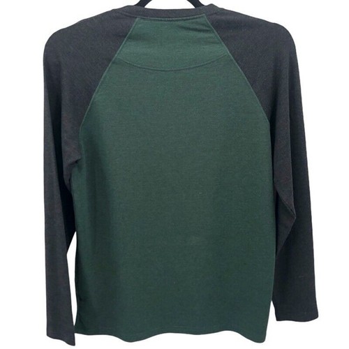 Orvis Activewear T-Shirt Mens M Green Color Block Crew Raglan Sleeve Stretch - Picture 2 of 12