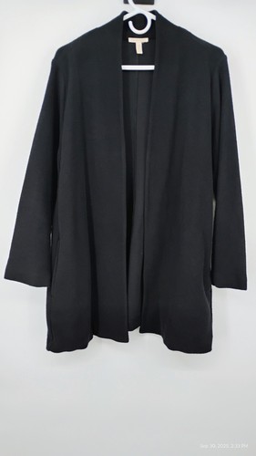 Eileen Fisher 100 % Bio-Baumwolle vorne offen gefüttert Strickjacke gerippte Taschen groß - Bild 2 von 24