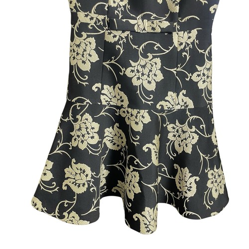 NWT Ted Baker Ornate Paisley Peplum Hem Dress Black Cream Womens 1 / US 4 - Picture 3 of 9