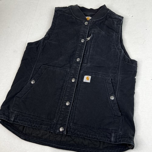 Damen Carhartt N04 Snap Canvas Weste gesteppt schwarz Größe M - Bild 3 von 7