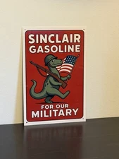 Sinclair Gasoline  Dino Army Military Advertising  Vintage Style Sign