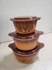 Vintage Pyrex Old Orchard Set of 3 Casserole Dishes & Lids 471 B, 472 B, 473 B