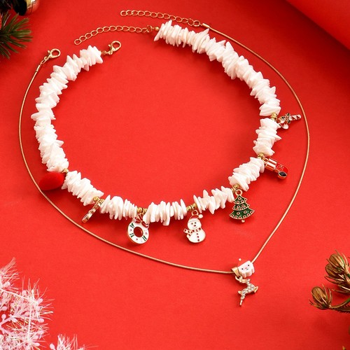 Men Santa Christmas White Necklace Women Candy Cane Reindeer Necklace Choker Her - Picture 8 of 12