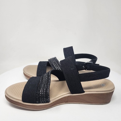 Bzees Bravo Damen-Sandale 8,5 M schwarz Denim metallischer Glanz Riemchen Fersenriemen - Bild 7 von 13