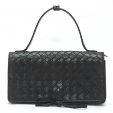 Vintage Bottega Veneta Black Leather Intrecciato Top Handle Mini Bag Italy Pouch