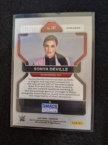 SONYA DEVILLE 2022 Panini Prizm WWE Prizms Red #147 Sonya Deville 131/299 - Picture 3 of 4