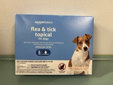 New Amazon Basics Flea & Tick Topical For Dogs Medium Dog 6 Tubes