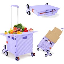 Foldable Utility Cart Aluminum Handle Max 176Lbs Rope Wheels