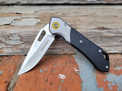 G10 Pocket Knife Blade Tip Up Carry Spring Assisted Flipper Black Gray EDC - Picture 6 of 18