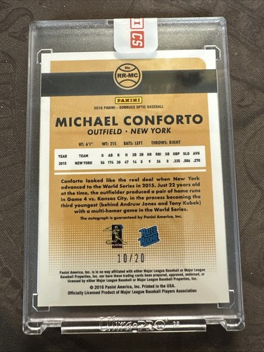 2016 Panini Donruss Optic Michael Conforto Auto Red /20 (RC) Mets Dodgers - Bild 2 von 3