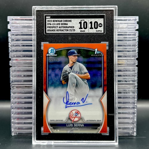 2023 Bowman Luis Serna Chrome Prospect Autographs Orange Refractor #/25 SGC 10 - Picture 1 of 2