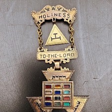 1915 Masonic York Rite High Master Jewel Pin Holiness Breastplate GF Sterling