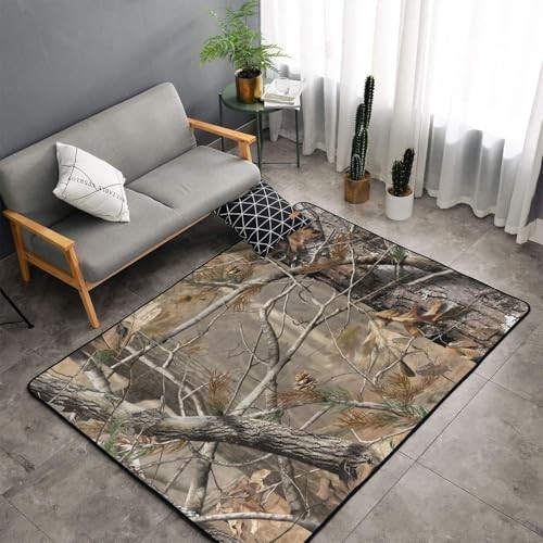 Washable Area Rugs Cover,Camo Tree Brown Camouflage Soft Large Floor Carpets - Picture 5 of 8