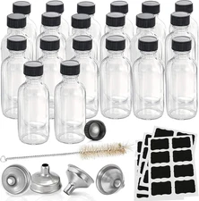 20Pack Shot Bottles with Caps,Whiskey Sample Bottles 2Oz Glass Shot Wellness