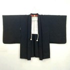 Kimono japonais rose haori pure soie écusson simple rose longueur géométrique 79