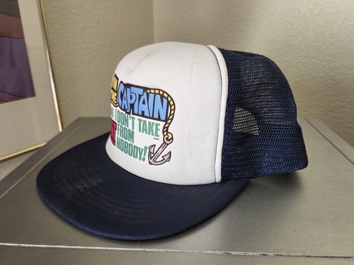 Vintage Snap Back Mesh Trucker Hat I'M THE CAPTAIN DON'T TAKE SH*T! - Picture 3 of 6