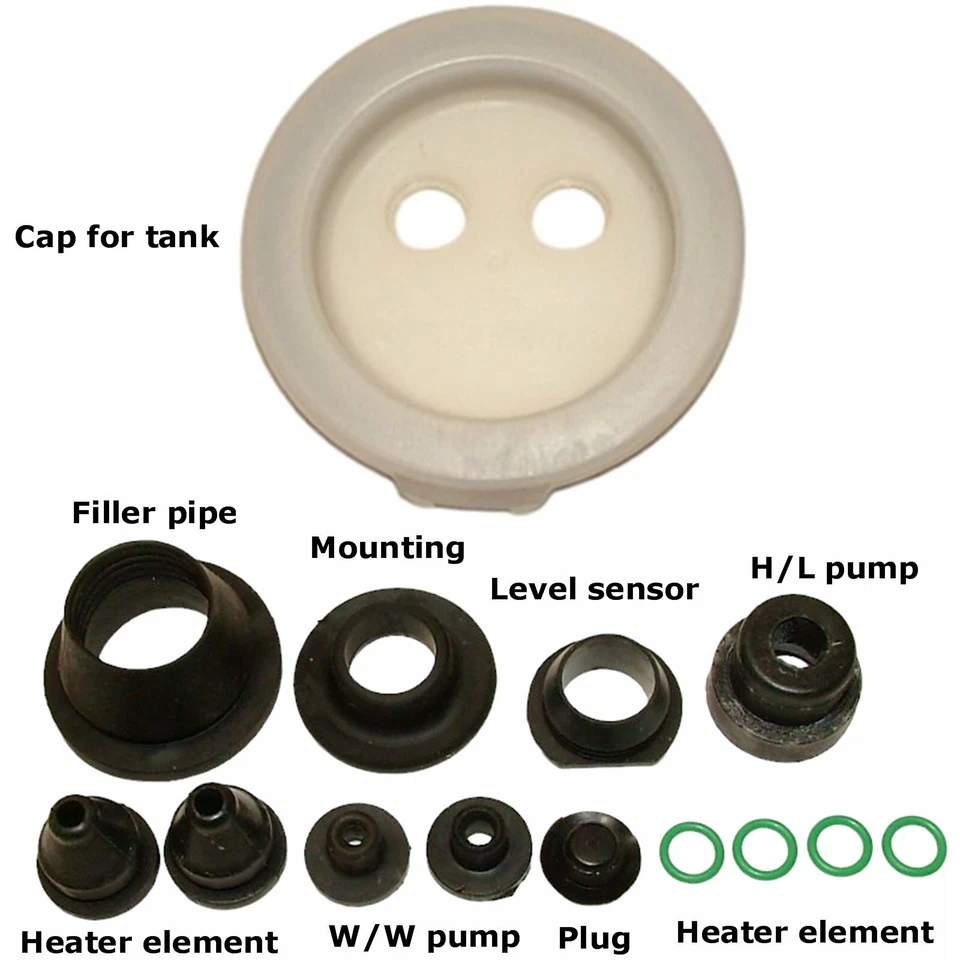 01-09 Mercedes C CLK Washer Fluid Reservoir Complete Lid Rubber Seal Grommet Kit - Image 2 of 4