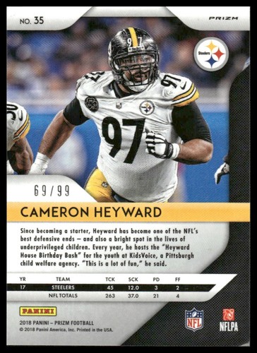 2018 Panini Prizm #35 Cameron Heyward /99 Prizm Blue Scope Pittsburgh Steelers - Bild 2 von 2
