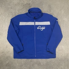 Size XL - Kroger Delivery Jacket Mens Big Blue Softshell Reflective Workwear Zip