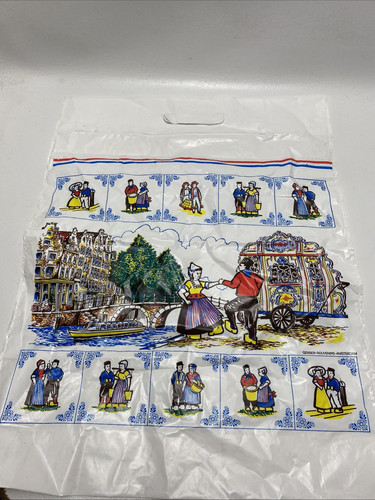Vintage zwei Plastik Einkaufstaschen Holländisches Windmühlenpaar Rose Volendam Holland - Bild 10 von 11