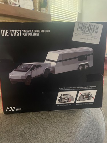New  1:32 Scale Silver CHE ZHI Tesla Cyber Truck, Quad, Camper Model Diecast - Picture 2 of 2