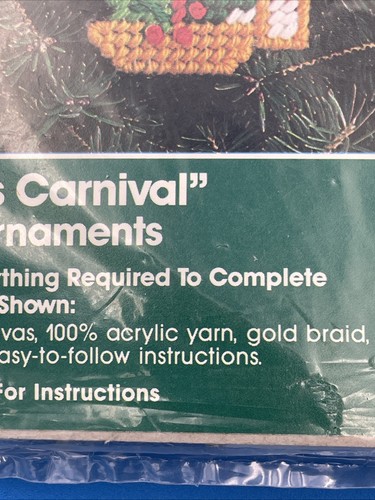 Bucilla Christmas Ornament Kit Plastic Canvas set 12 ornaments NOS 6502 - Picture 6 of 8