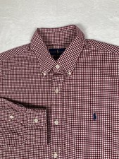 Ralph Lauren Shirt Mens Large Red Gingham Long Sleeve Button Down Pony Logo